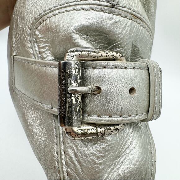 Michael Kors Metallic Silver Buckle Accent Hobo Shoulder Bag - Medium Size - Picture 4 of 13
